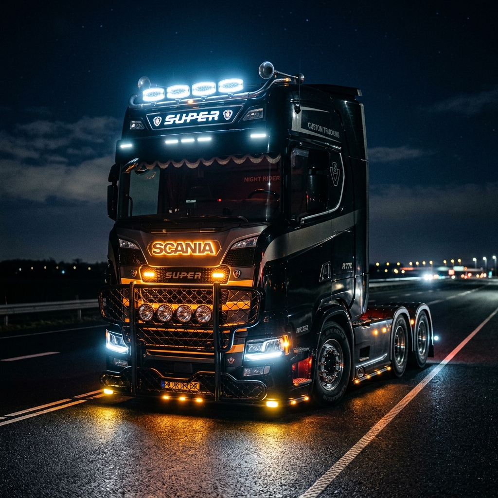 Premium Scania truck with customized LED bar lights